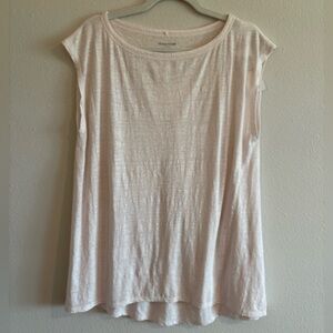 NWT Eileen Fisher Organic Linen Top Bateau Neck Capsleeve Top Women's Small Pink